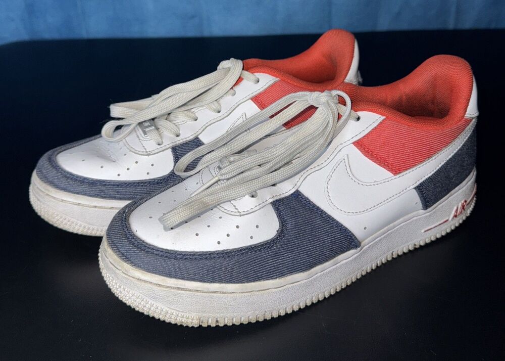 Nike Air Force 1 Denim White Blue Red USA Shoes DJ5180-100 Women’s SIZE 8 - 6.5Y